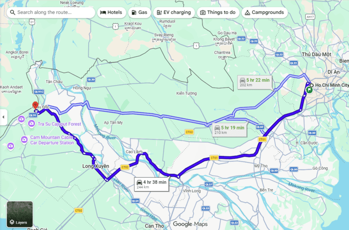 Cách di chuyển đến Miếu Bà Chúa Xứ Núi Sam Châu Đốc
